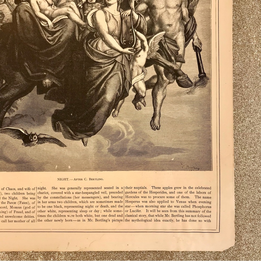 Angel Night Print by R. Brend’amour 1875 vintage art - Picture 9 of 13